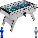 Fußball Tischkicker Design Weiss grünes Spielfeld Figuren Blau Weiss 80kg