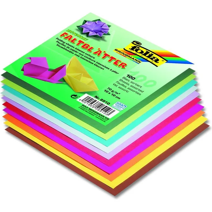 Glorex Faltblätter 70g farb. sortiert 20 x 20 cm, 100 Blatt