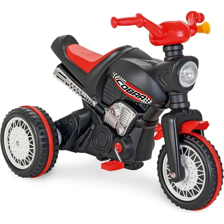 Pilsan Dreirad Cobra 07323 Motorrad-Design, Tröte am Lenker, Pedale, ab 3 Jahre, Farbe:schwarz