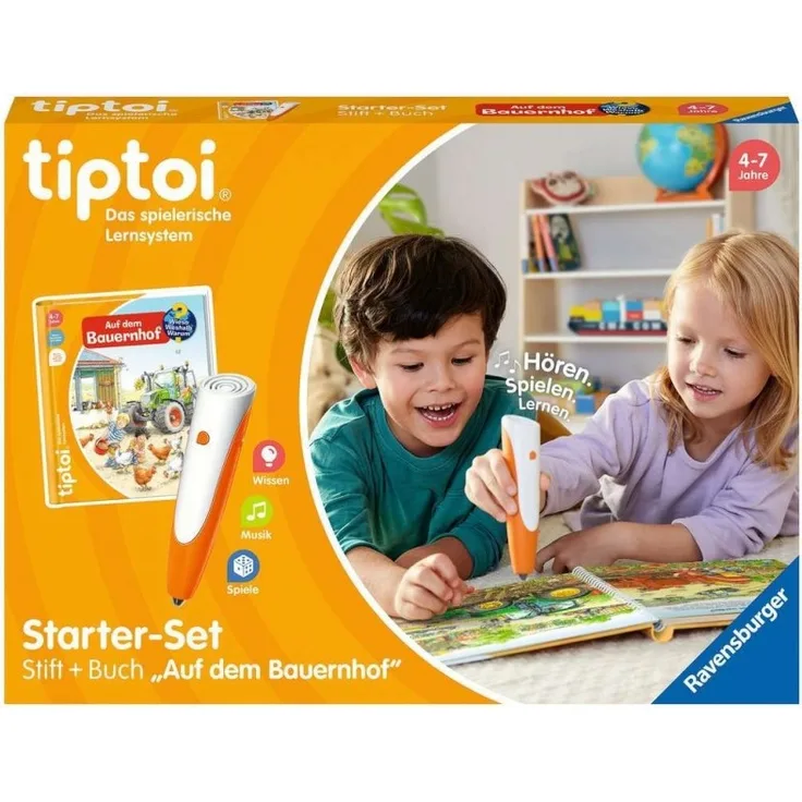 Ravensburger 00114 'tiptoi Starter-Set: Stift und Bauernhof-Buch', ab 4 Jahren, Lernsystem für Kinder
