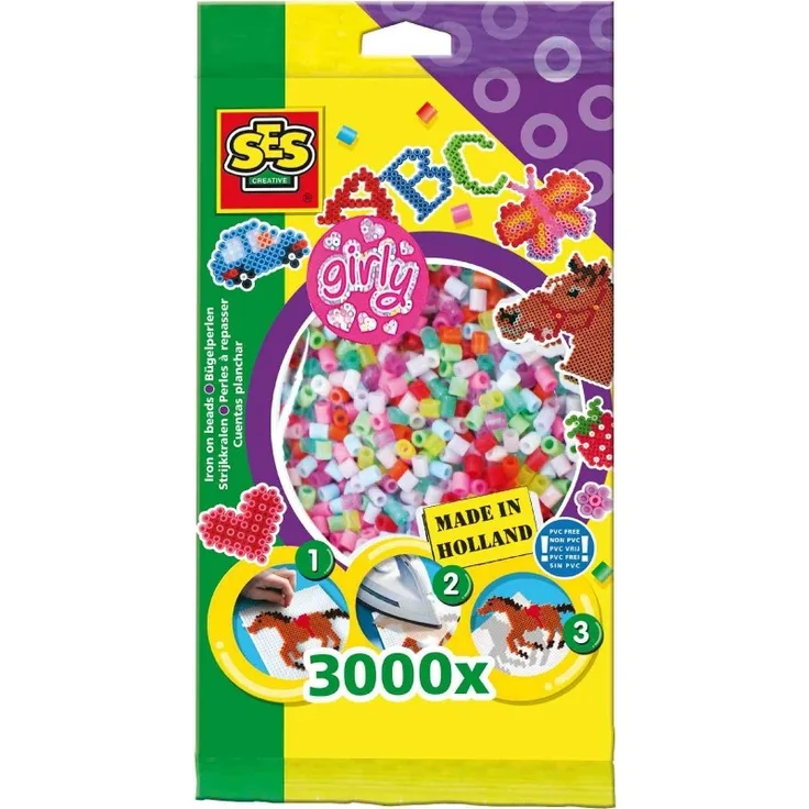 SES Creative - Bügelperlen 3. 000 Stck. Girly Mix
