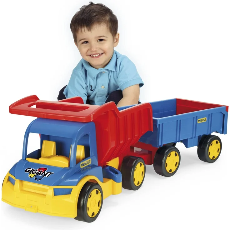 Wader 65100 - Gigant Truck, großer Kipper mit Anhänger, LKW bis 150 kg belastbar, Gesamtlänge ca. 107 cm, ab 12 Monaten, ideal als Geschenk für kreatives Spielen – Bild 1