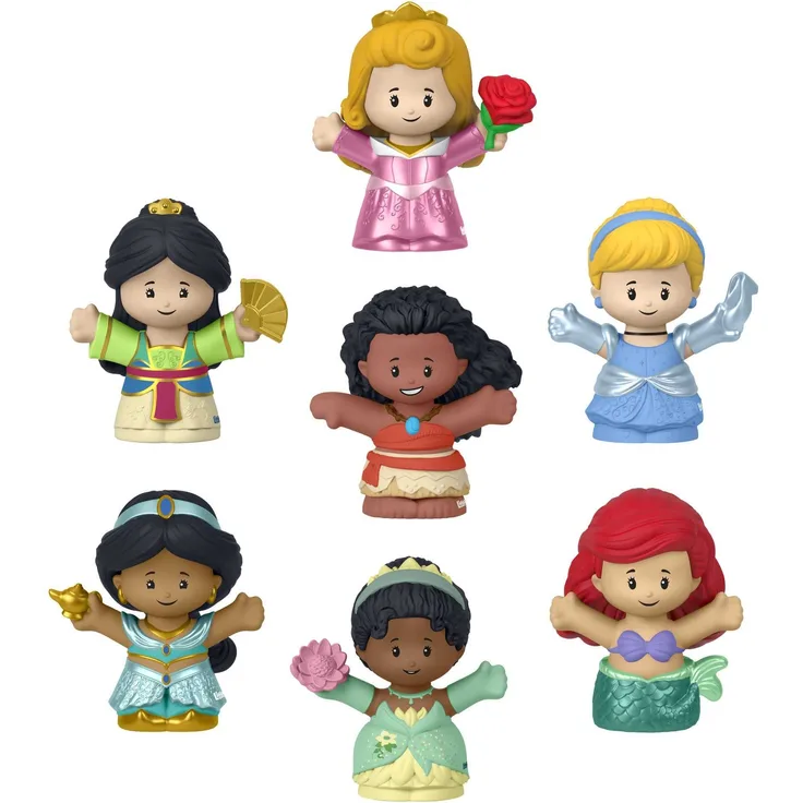 Fisher-Price HJW75 - Little People Disney Princess Spielzeug, Set mit 7 Figuren für Klein- und Vorschulkinder für Rollenspiele ab 18 Monaten