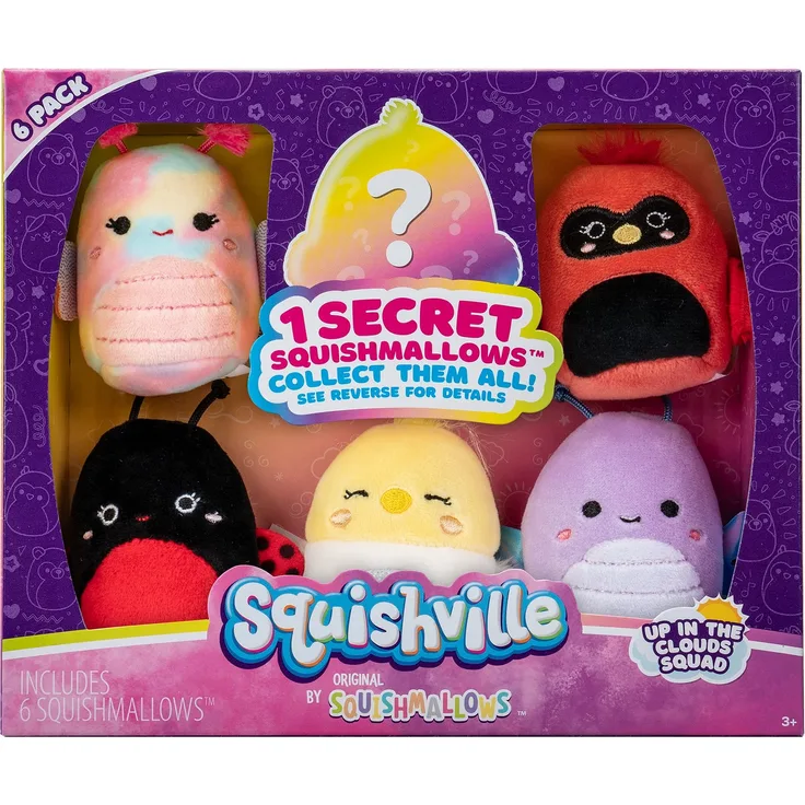 Squishville SQM0331 - 6er Pack Flieger Squad, superweiche Mini-Squishmallows, 5cm Plüschfiguren