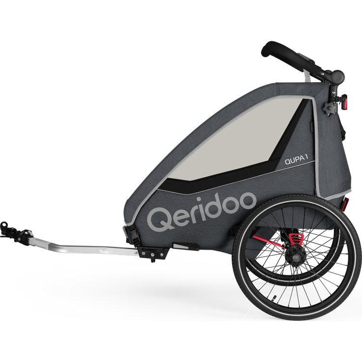 Qeridoo 'QUPA 1' Fahrradanhänger Grey 2023, 1-Sitzer mit Blattfeder-Dämpfsystem – Bild 3