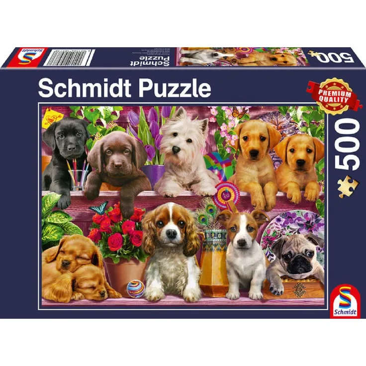 Schmidt Puzzle 500 Teile Hunde im Regal