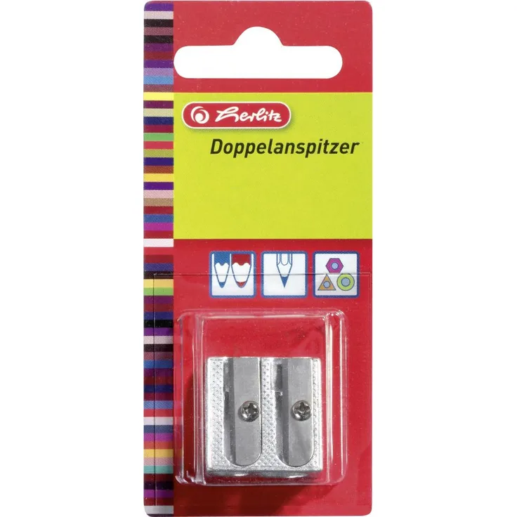 herlitz Doppelanspitzer Metall Keilform, für 6,9, 9,6 Stiftdurchmesser