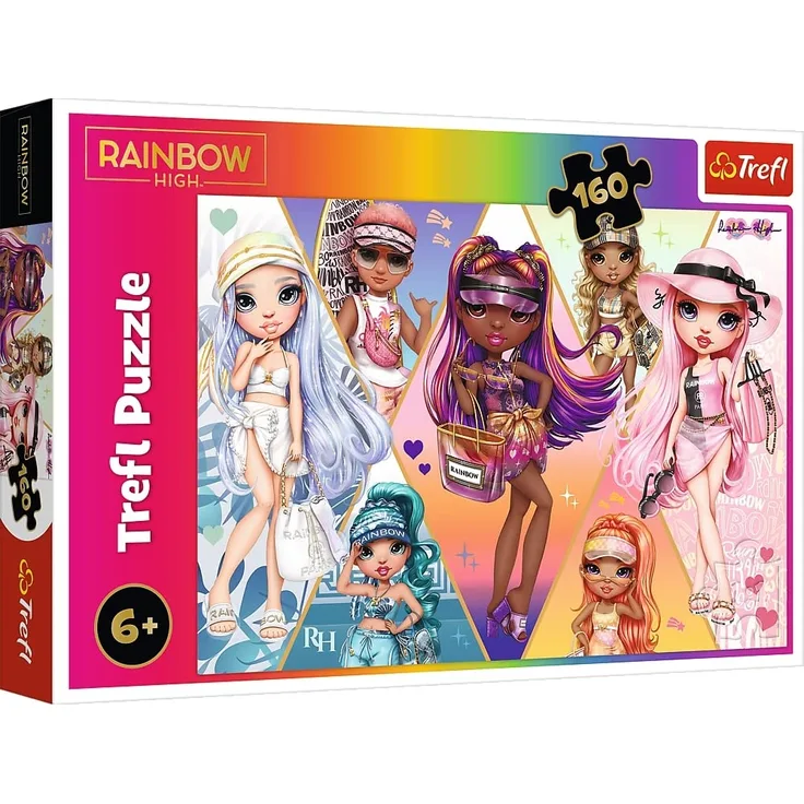 Trefl 15415 160 Teilen-Bunte Puzzles Märchenfiguren, kreative Unterhaltung, Spaß für Kinder ab 3 Jahren, Rainbow High, Fröhliche Freunde