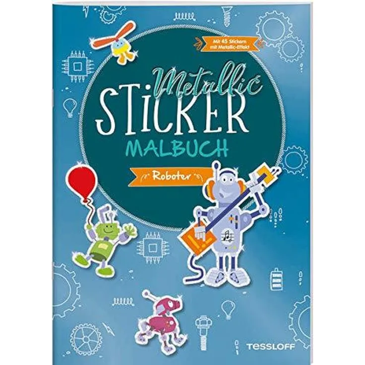 Metallic. Sticker - Malbuch - Roboter