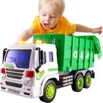 HERSITY Müllauto Spielzeug mit Sound und Licht, 1:16 LKW Müllwagen Grün Autos Fahrzeuge Kinderspielzeug Geschenk für Kinder Jungen 3 4 5 Jahre