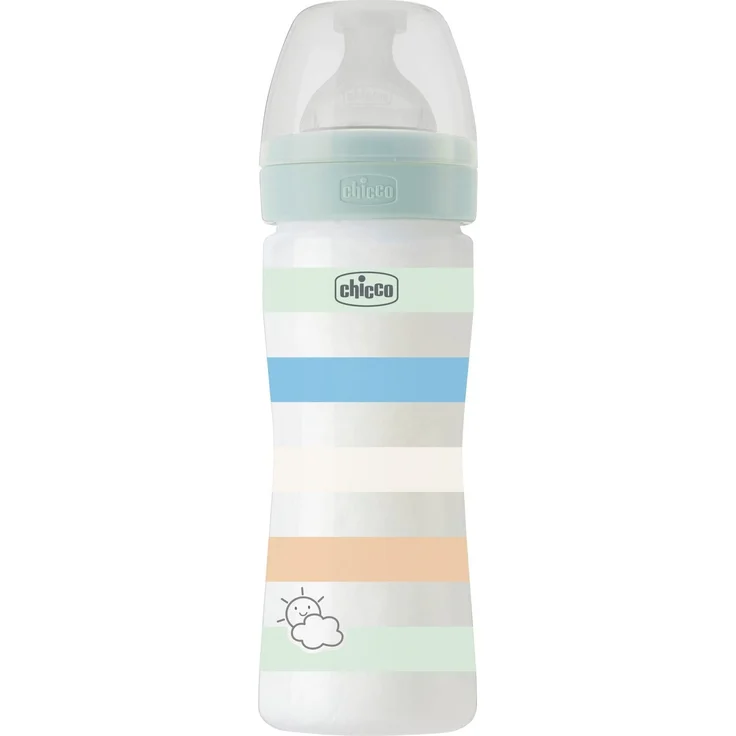 CHICCO BABYFLÄSCHCHEN WELL-BEING, 250ML, MITTLERER FLUSS, 2M+ SILIKON, GRÜN – Bild 1