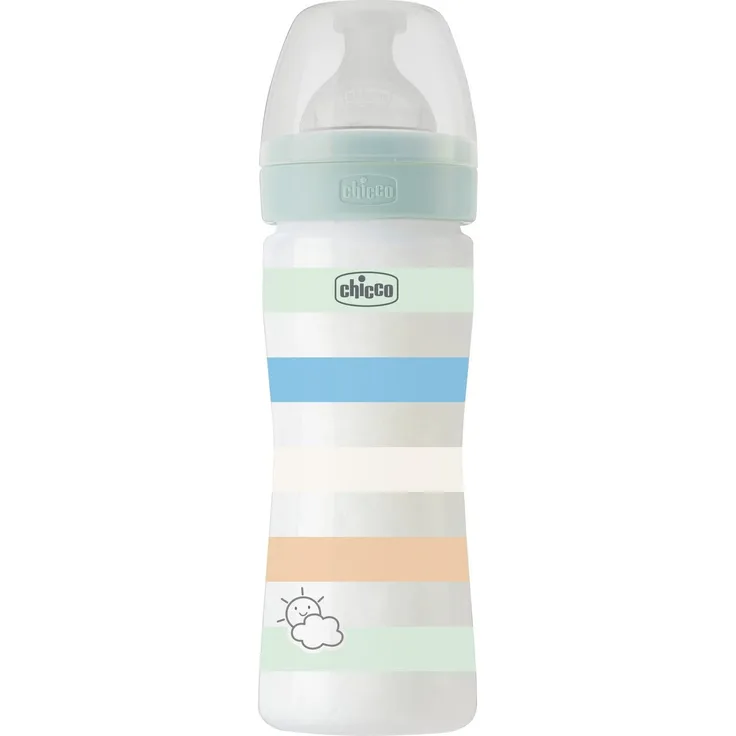 CHICCO BABYFLÄSCHCHEN WELL-BEING, 250ML, MITTLERER FLUSS, 2M+ SILIKON, GRÜN