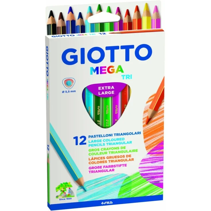 Giotto Mega Tri 12er Holzbuntstifte 12 Farben – Bild 1