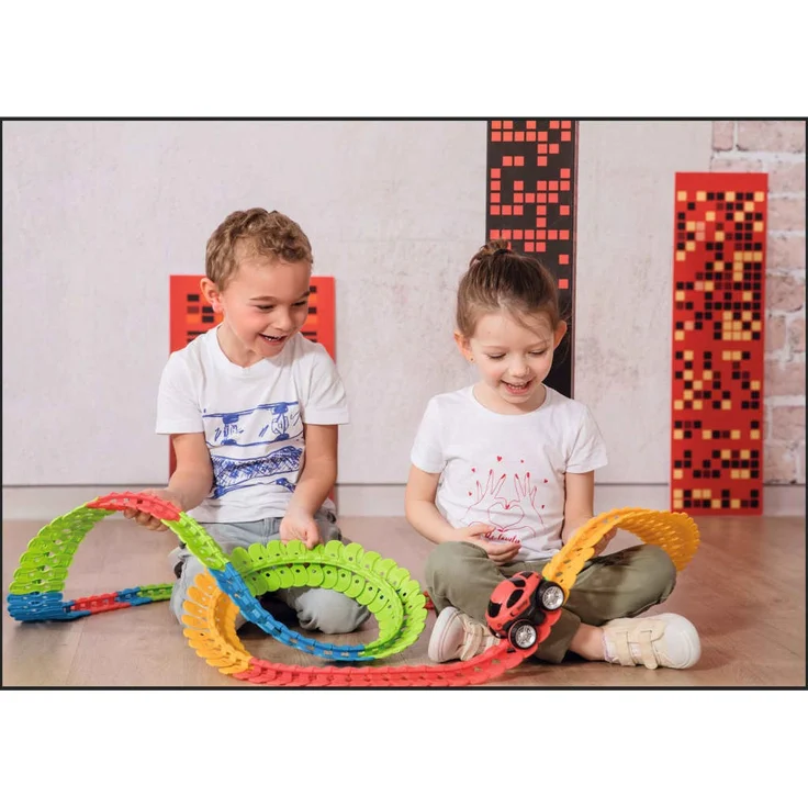 Smoby 'Flextrem Anfänger-Set', Autorennbahn-Set, 4,4 Meter Streckenlänge, 184 Teile, ab 4 Jahren - Preisvergleich – Bild 12