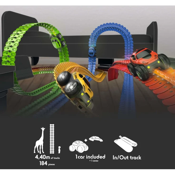 Smoby 'Flextrem Anfänger-Set', Autorennbahn-Set, 4,4 Meter Streckenlänge, 184 Teile, ab 4 Jahren - Preisvergleich – Bild 5