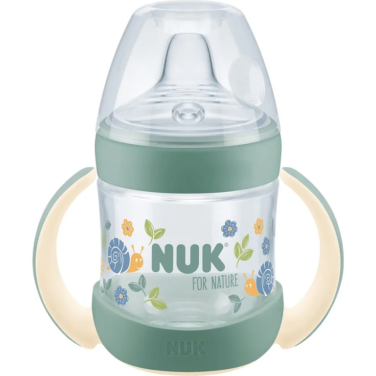 NUK for Nature Trinklernflasche | aus nachhaltigem Material | extra breite und weiche Lippenauflage | mit Temperature Control | auslaufsicher | ab 6 Monaten | 150ml | BPA frei | grün – Bild 1