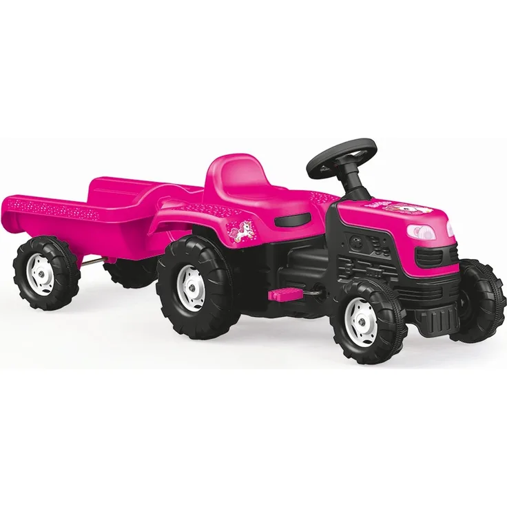 Einhorn Unicorn Traktor mit Anhänger Kinderfahrzeug Tretfahrzeug Garten NEU