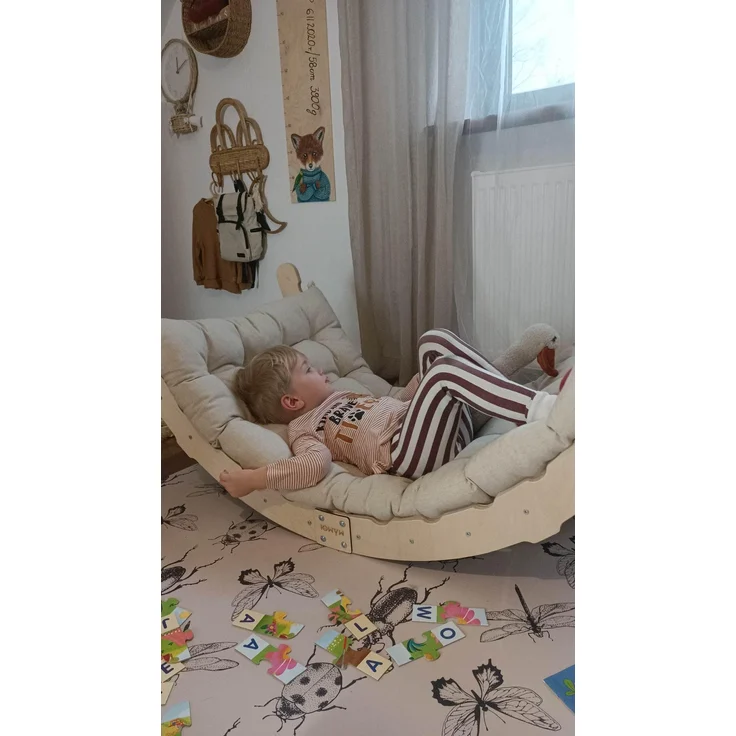 MAMOI® Kletter Dreieck | Holz Klettergerüst Indoor Kinder | Kletterbogen Holz mit Matte | Kletterbogen Kinder Indoor | Regenbogen Wippe Holz | Regenbogenwippe Holz | CE | 100% ECO | Made in EU – Bild 5