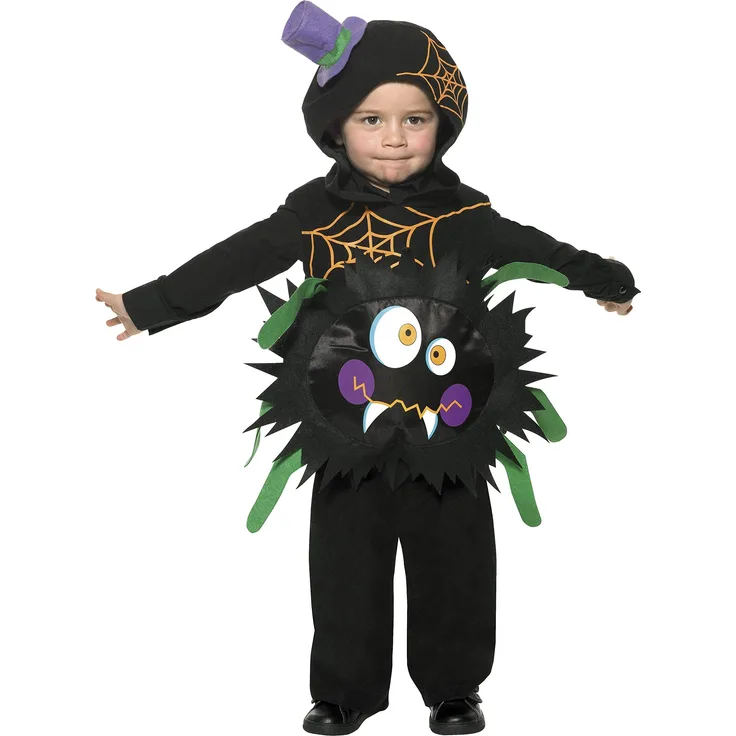 Halloween! Smiffys Kostüm Verrückte Spinne, mit Überzieher und Kapuze, Schwarz