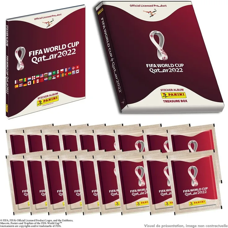 Panini FIFA World Cup QATAR Sticker 2023 Einseitig 1 Album Hard Cover + 15 Hüllen + 3 gratis