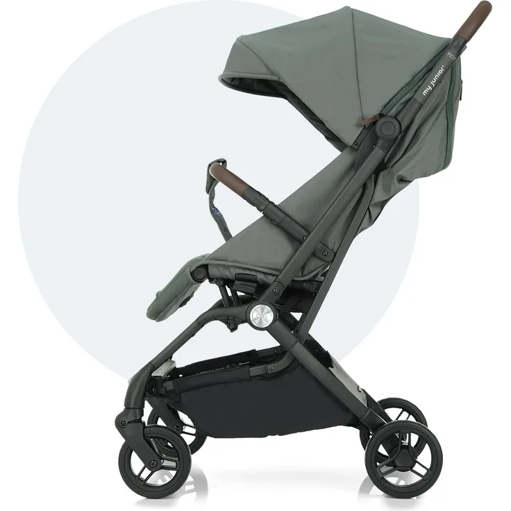 my junior® Buggy PICO² | bis 22kg | Einhand AutoFold-Klappmechanismus | Ergonomische Liegeposition nach IGR e. V. | großes Sonnenverdeck UV50+ | Handgepäckmaß | 2 Belüftungsfenster - Sage Green