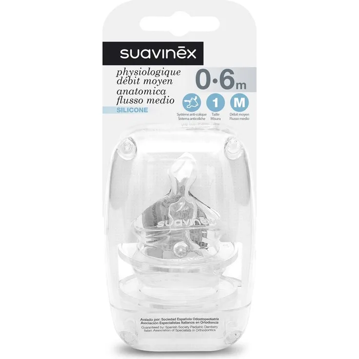 Suavinex Schnuller, medizinisch, mittelgroß, aus Silikon, 0 – 6 Monate, 2 Stück