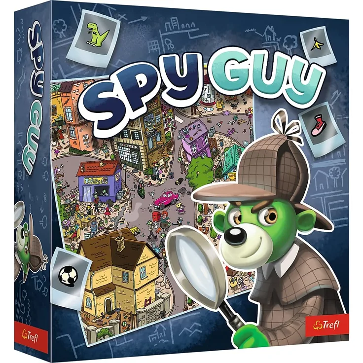 Trefl - Spy Guy - Kooperatives Detektivspiel, Familien-Brettspiel, Beweise suchen und Verbrecher fangen, riesiges Spielbrett mit Stadt, Familienspiel für Erwachsene Kinder ab 5 Jahren, 02404