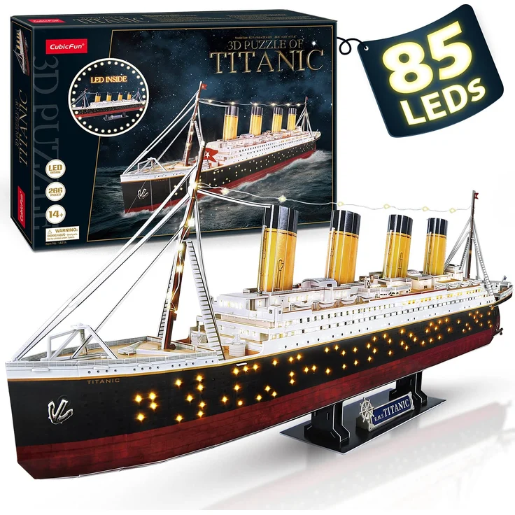 CubicFun 3D Puzzle LED 88 cm Titanic - Titanic Modell Boots Spielzeug für Erwachsene und Jugendliche, 266 Stück – Bild 1