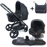 Pixini 'Kalani' Kombikinderwagen 3in1 Kunstleder schwarz mit Tragewanne