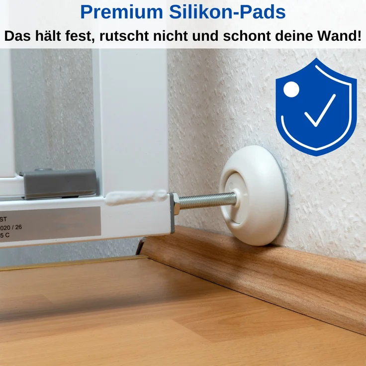Türgitter Wandschutz Pads, für max. Ø 4. 1 cm Druckschraubenköpfe, 4 Pack für Türschutzgitter, Treppengitter Schutz vor Beschädigungen an Wänden – Bild 8