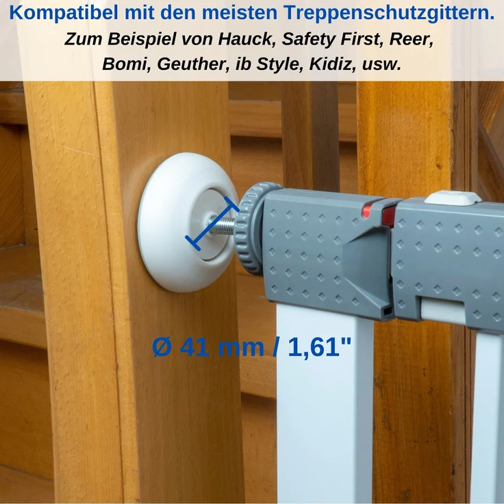 Türgitter Wandschutz Pads, für max. Ø 4. 1 cm Druckschraubenköpfe, 4 Pack für Türschutzgitter, Treppengitter Schutz vor Beschädigungen an Wänden – Bild 2