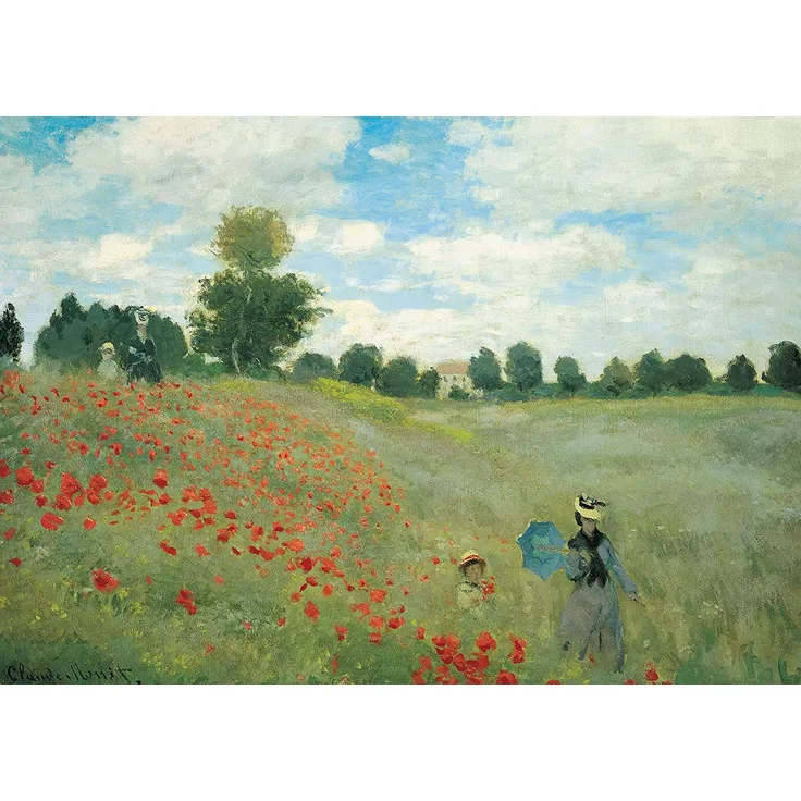 Puzzle 1000 Teile Erwachsene Mohnblumen in Argenteuil von Claude Monet 70 x 50 cm Puzzles für Erwachsene Lernspiel Herausforderungsspielzeug 1000-teilige Puzzles für Erwachsene Kinder