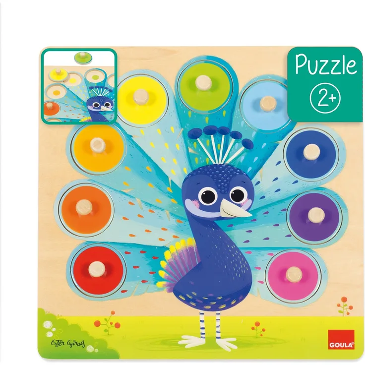 Goula 453060 Pfau 9 Teile Holzpuzzle