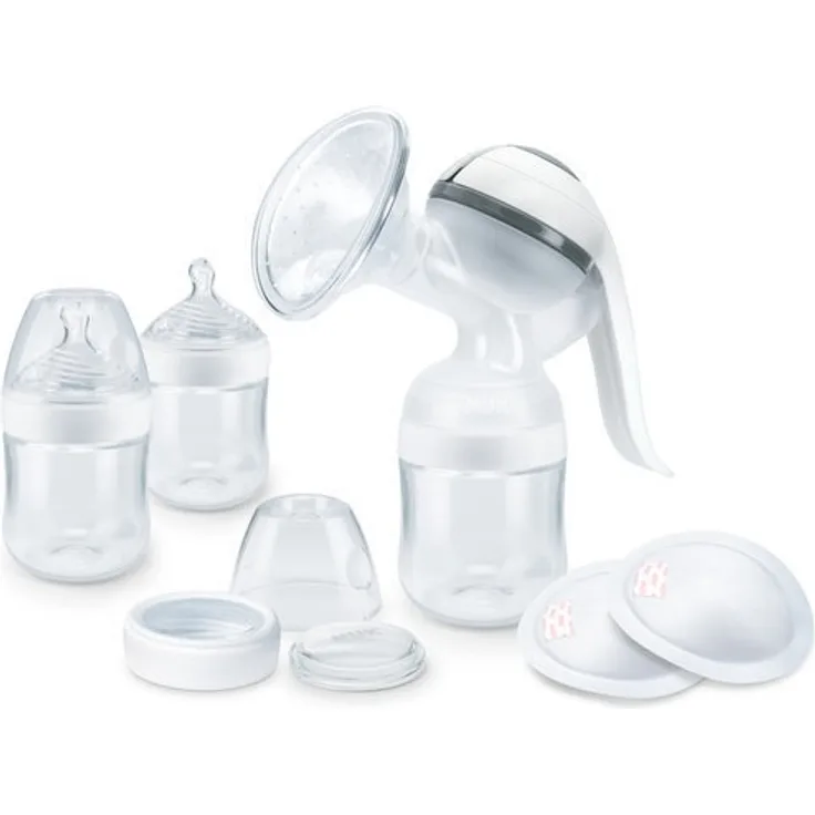 NUK 'Nature Sense' Still-Set mit Handmilchpumpe weiß, inkl. zwei 150 ml Trinkflaschen