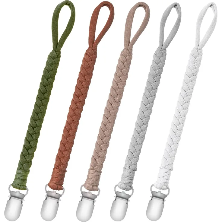 Baumwolle Schnullerkette, Baby Schnullerkette Clip, ab 3 monaten Baby Baumwolle Schnullerkette Clip, Passt Alle Schnuller Baby Zahnen Spielzeug Dummy Chain (5 Pack)