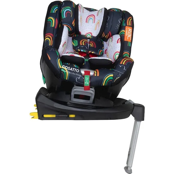 Cosatto Come & Go Rotate Kindersitz – 0-4 Jahre, Gruppe 0+/1, i-Size, ISOFIX, Seitenaufprallschutz, Anti Escape, Erweiterter Reboarder (Disco Rainbow)
