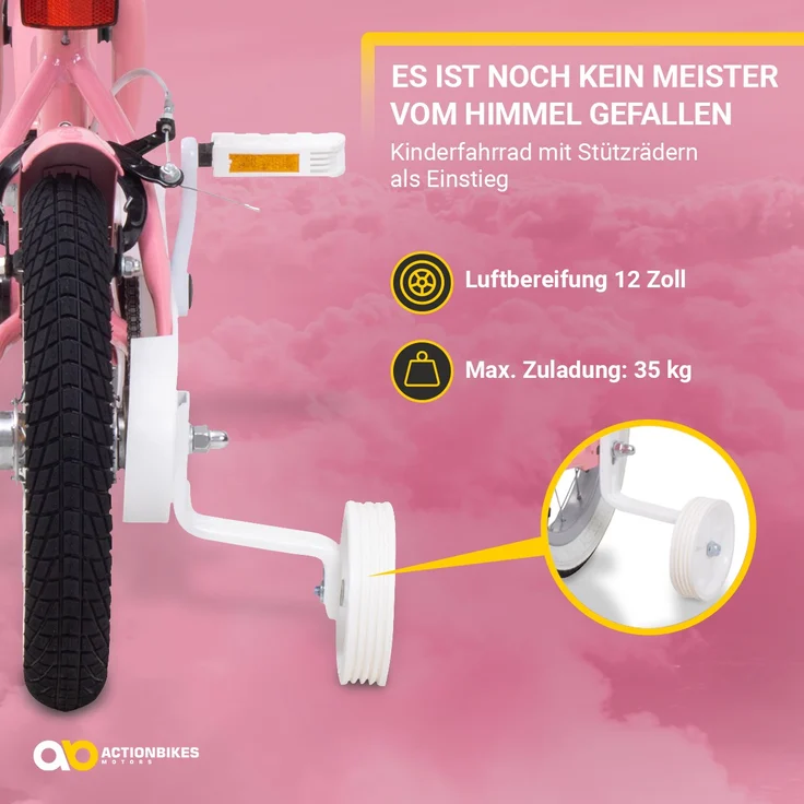 Kinderfahrrad Starlight 12 Zoll Kinder Mädchen Fahrrad mit Stützrädern Kinderrad – Bild 17