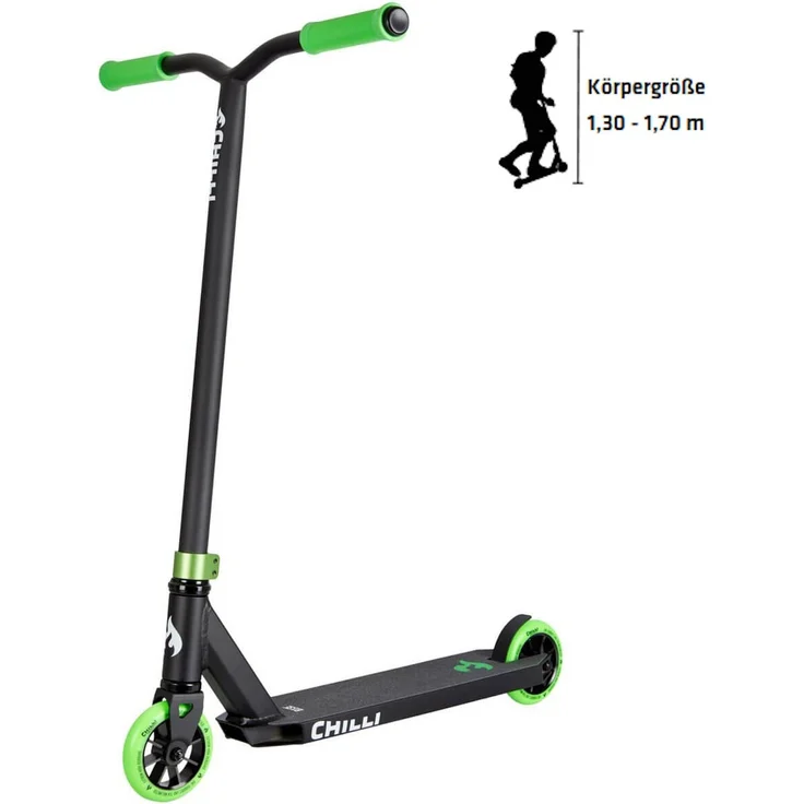 Chilli Base 118-4 Einsteiger Stunt Scooter, max. Belastbarkeit: 100 kg, Gesamthöhe: 82 cm, ab 8 Jahren, grün – Bild 2