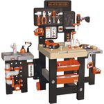 Smoby Toys - Black+Decker Mega Werkbank Center (100 Teile) - Spielzeug-Werkstatt für Kinder ab 3 Jahren mit Werkzeug, Nagelbrett, Autobausatz & mechanischem Akkuschrauber