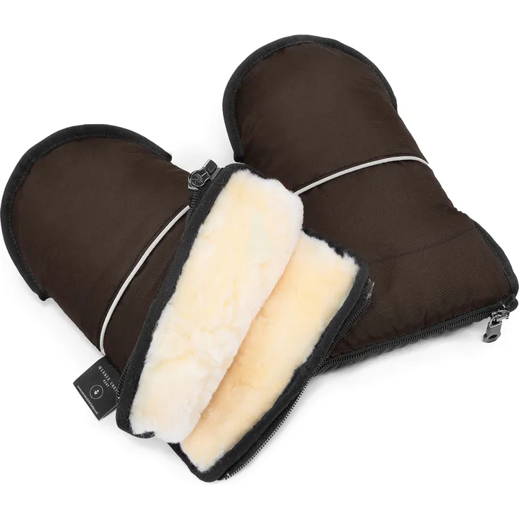Lammfell Handwärmer von WERNER CHRIST BABY – GLOVY Handschuhe sind der ideale Kinderwagen-Muff aus medizinischem Fell, warmer universaler und wasserabweisender Handmuff, in Chocolate (braun)