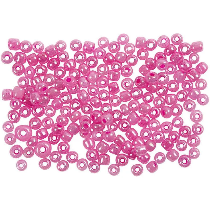 Rocailleperle, Größe 8 0 , D: 3 mm, Pink, 25g, Lochgröße 0,6-1,0 mm