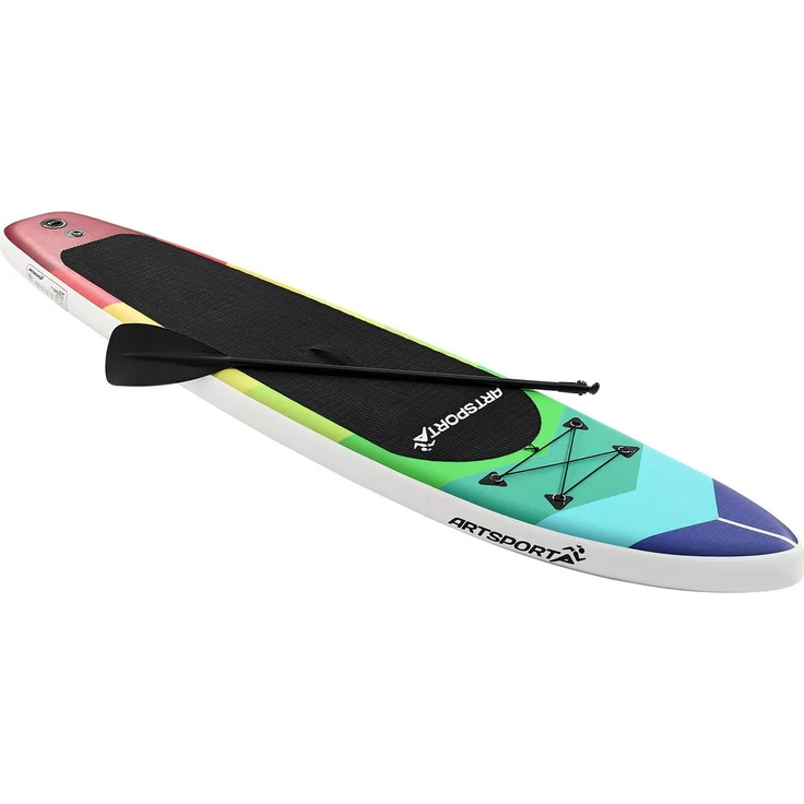 ArtSport Stand Up Paddle Board Retro Love aufblasbar – SUP Board Set mit Pumpe, Paddel, Tasche und Zubehör – Tragkraft bis 150 kg – Rot-Bunt – Bild 7