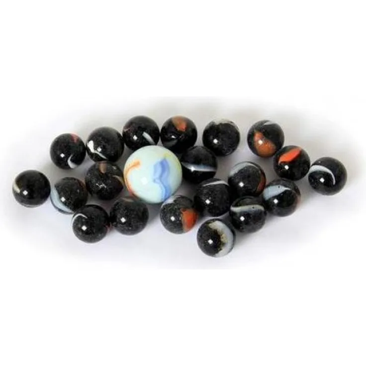 Bartl Murmel-Set schwarz 20 kleine (16 mm) Murmeln und eine große (21 mm) Murmel Murmelspiel