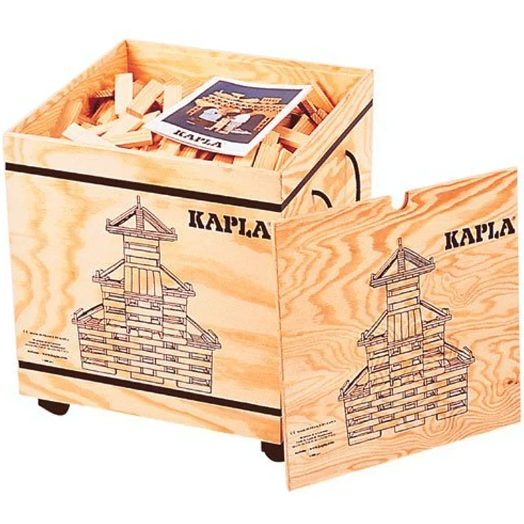 Kapla '1000er Box' - Plättchen aus Pinienholz in Aufbewahrungsbox inkl. Anleitungsheften – Bild 1