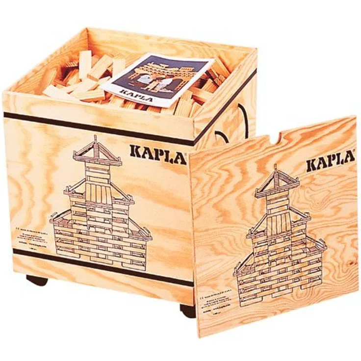 Kapla '1000er Box' - Plättchen aus Pinienholz in Aufbewahrungsbox inkl. Anleitungsheften