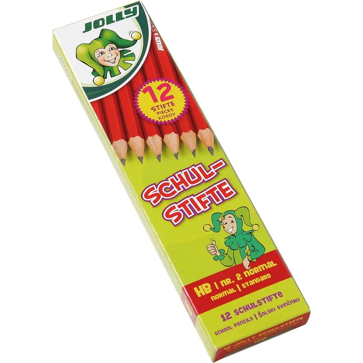 Jolly 1570-0035 Schulstift Bleistift, Härte HB, in Schachtel, graphit/rot (12er Pack)
