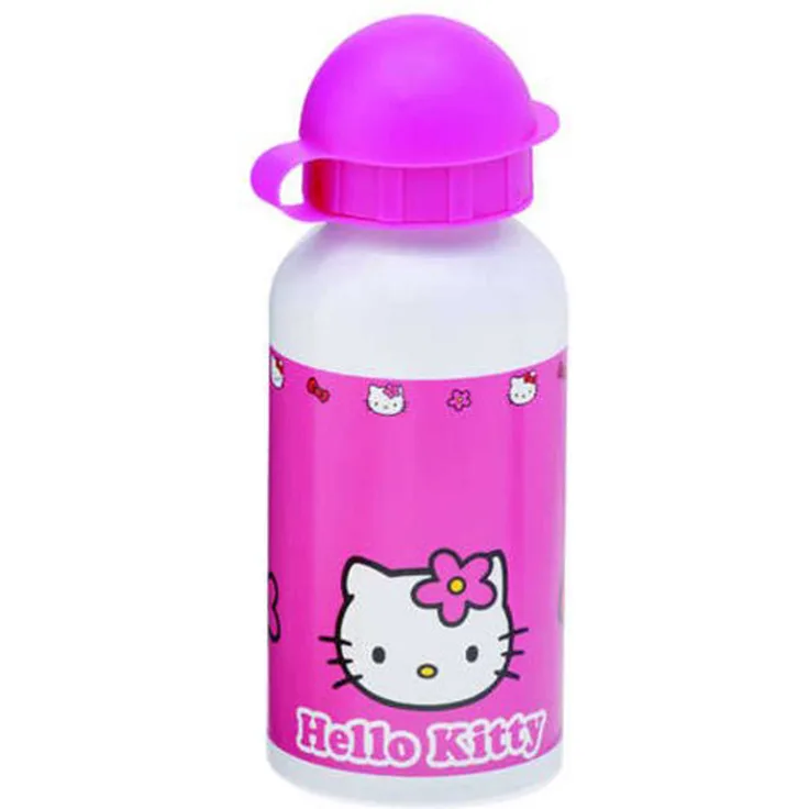 BIKE FASHION Kindertrinkflasche Alu, 400 ml Verschiedene bunte Motive "Hello Kitty" , rosa