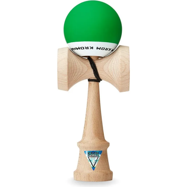 Original KROM Pro Kendama aus Holz für Anfänger und Fortgeschrittene - POP Dunkelgrün - Geschicklichkeitsspiel für draußen und drinnen - Holzspielzeug mit Schnur und Ball