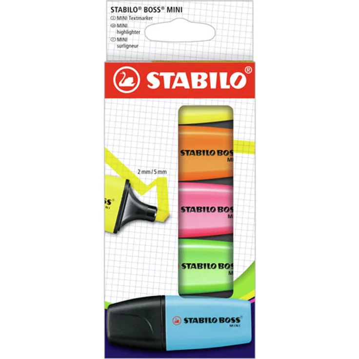 Textmarker - STABILO BOSS MINI - 5er Pack - mit 5 verschiedenen Farben – Bild 1