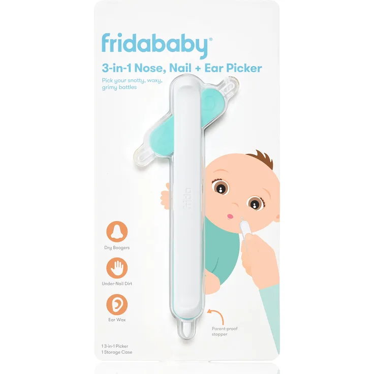 Frida Baby The Makers of NoseFrida SnotSucker, 3-in-1 Nasen-, Nagel- und Ohren-Picker, sichere Reinigung von Baby-Boogers, Ohrenschmalz und mehr